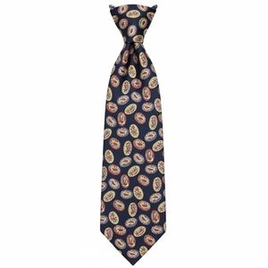 Fendi "Cravette" Vintage Navy and Gold Paisley Silk Neck Tie
